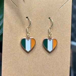 - Handmade gold, St. Patrick’s Day earrings heart